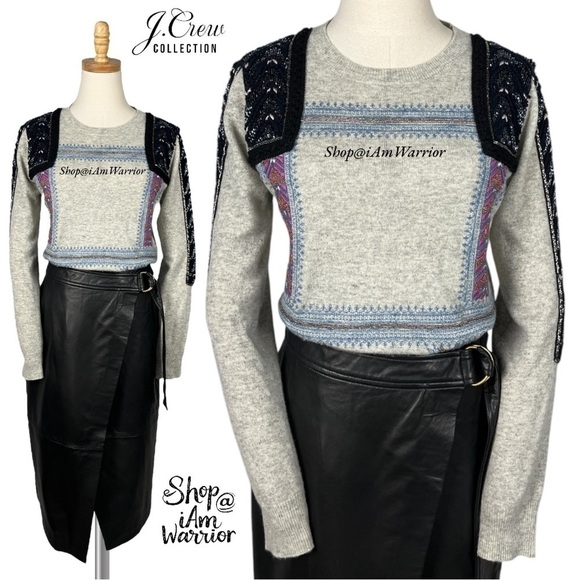 J.Crew Collection hand embroidered/beaded crewneck sweater *shop@iamwarrior - Picture 5 of 14